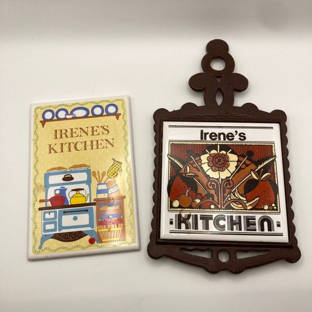 Papel "Irene's Kitchen" Tiles Trivet Wall Hanging‎ Vintage Personalized Unique